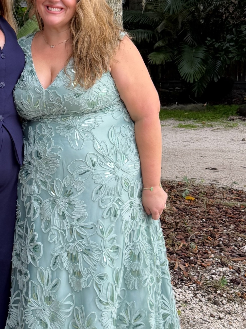 Eliza J Seafoam Green Floral Appliqué Maxi Dress